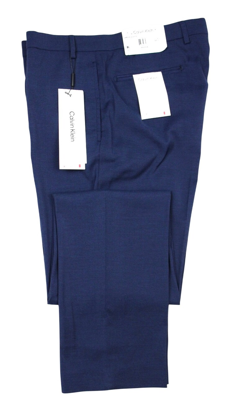 Calvin Klein Dress Pants Mens 36x34 Blue Jerome X Slim Fit Stretch Flat Front